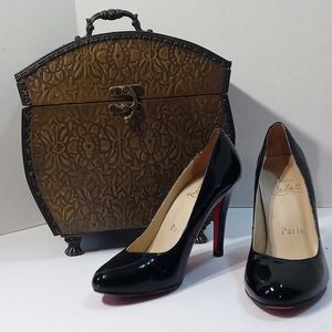 Red Bottom PARIS Black Stiletto made in Italy Leather Heels 37